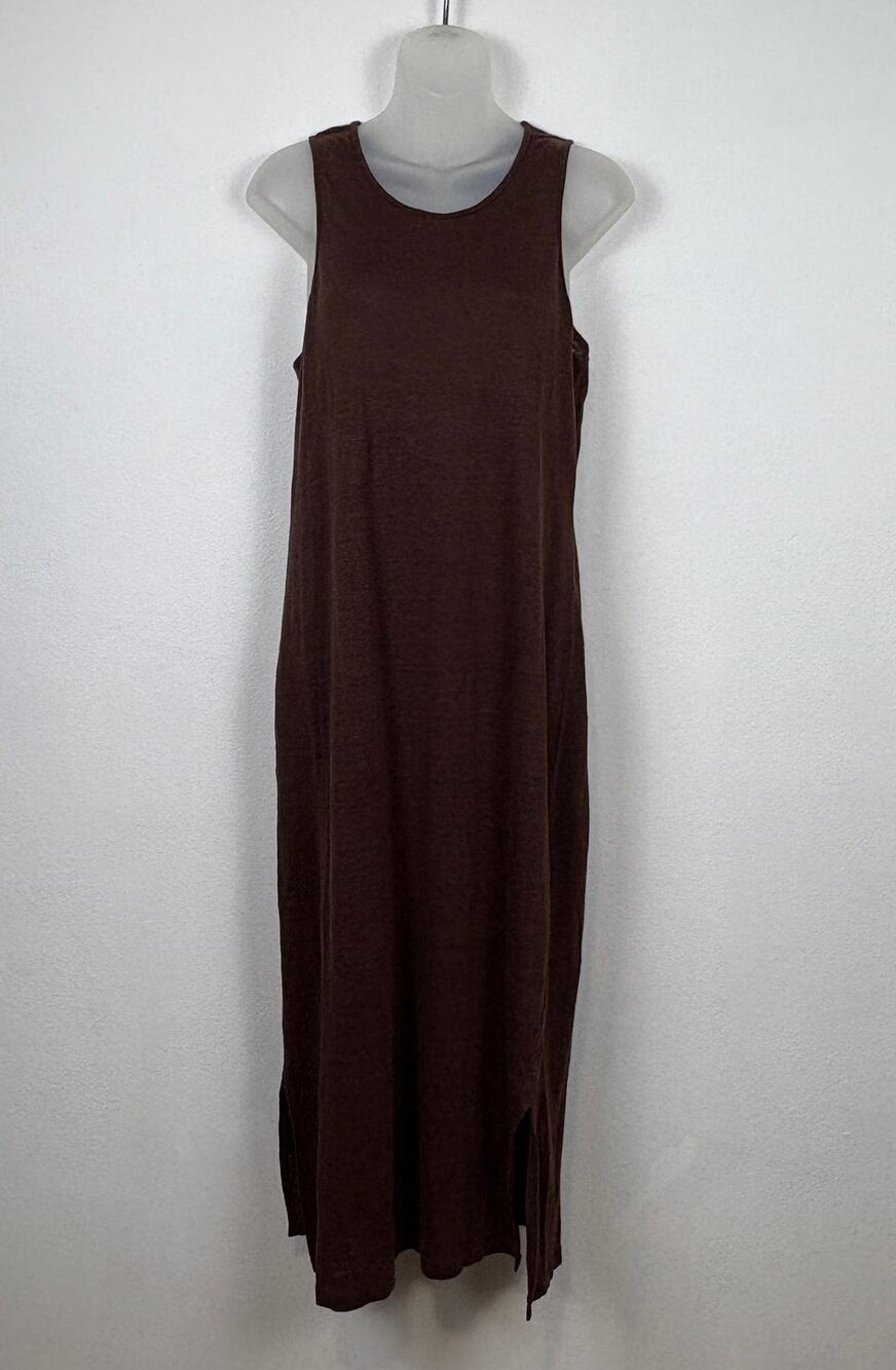 Outerknown ELLISON 100% Linen Tank Maxi Dress in Coffee Brown Size S NWT $128